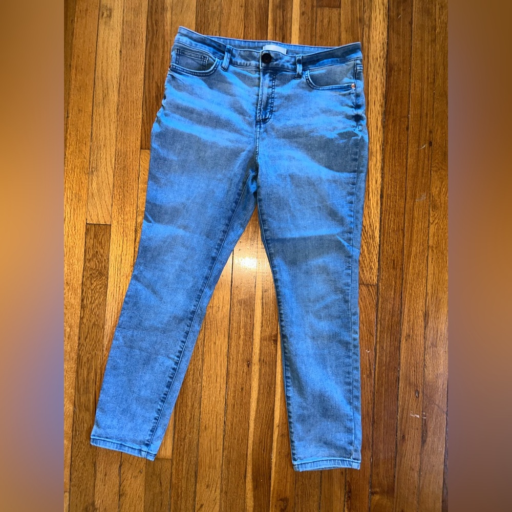 Lauren Conrad Jeans skinny stonewashed stretch sz 14 repaired fastener hi-rise - Picture 9 of 13